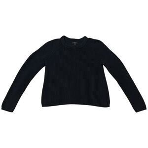 Quince Black Ribbed Crewneck Sweater